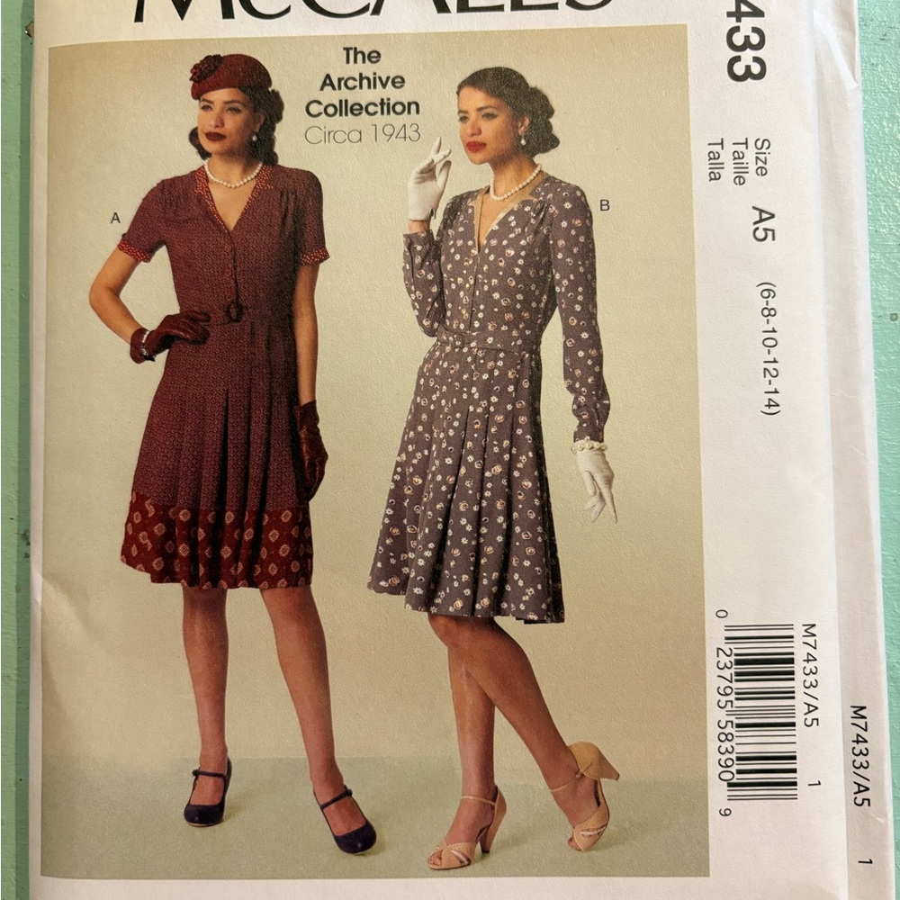 McCalls Archive Collection Sewing Pattern 7433